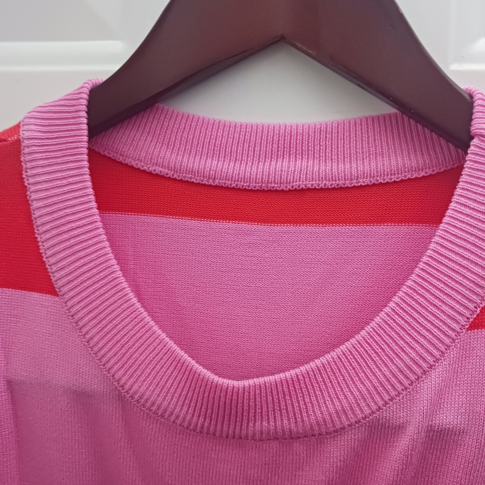 Vibrant Red and Pink Striped Women's Sweater - Picture 7 of 8